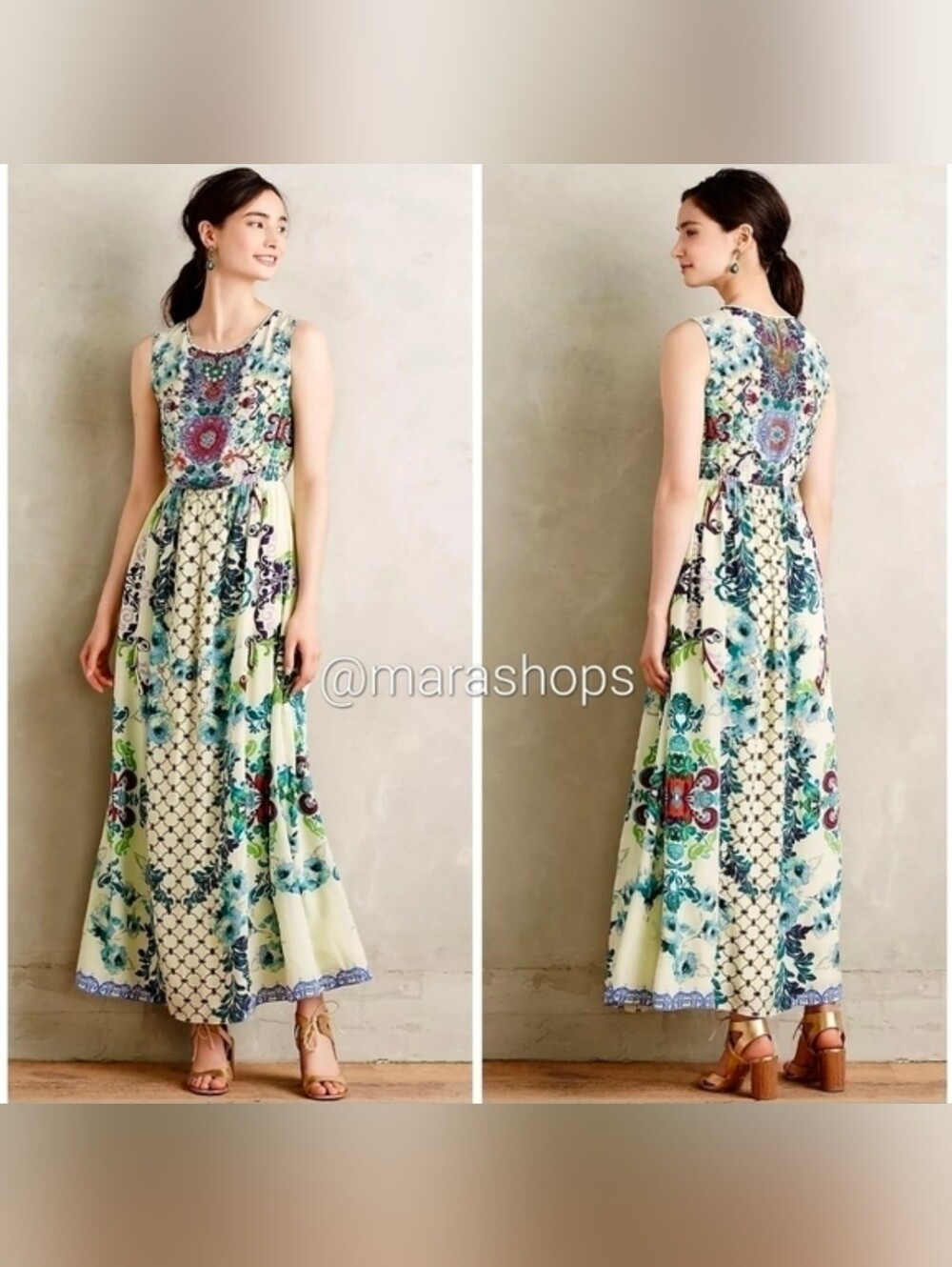 Hemant & Nandita Embroidered Canaria Maxi Dress
